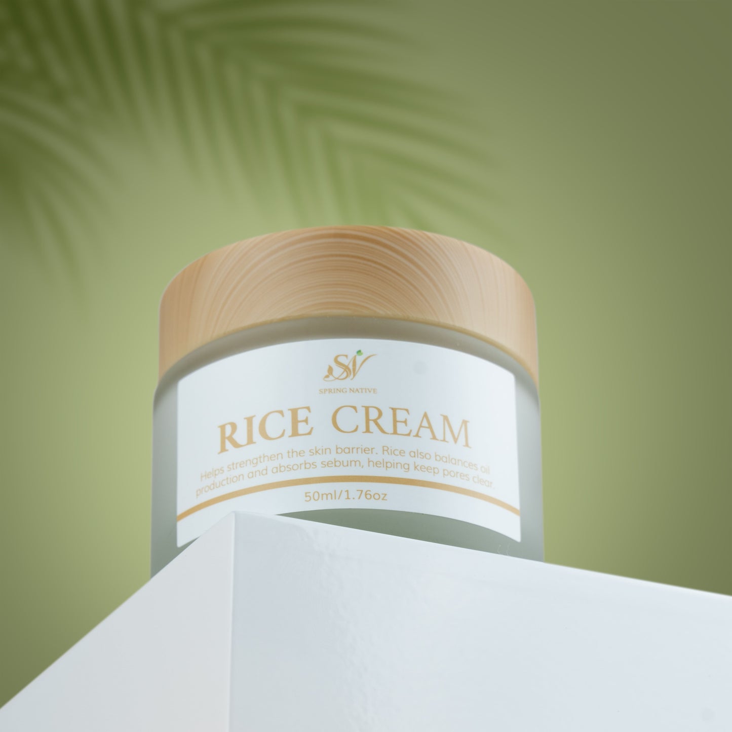 Spring Native Rice Facial Cream Smooth Moisturizing Fade Fine Lines Tighten Pores Glowing Nourishing & Improves Skin Barrier 50ml