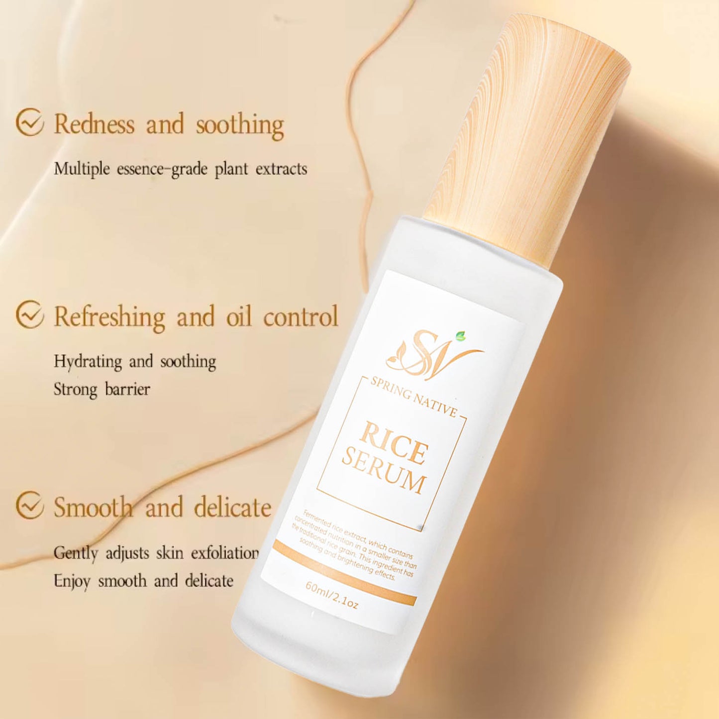 Rice Facial Serum Whitening Moisturizing & Anti Wrinkle Anti Aging Improve All Skin Types 60ml