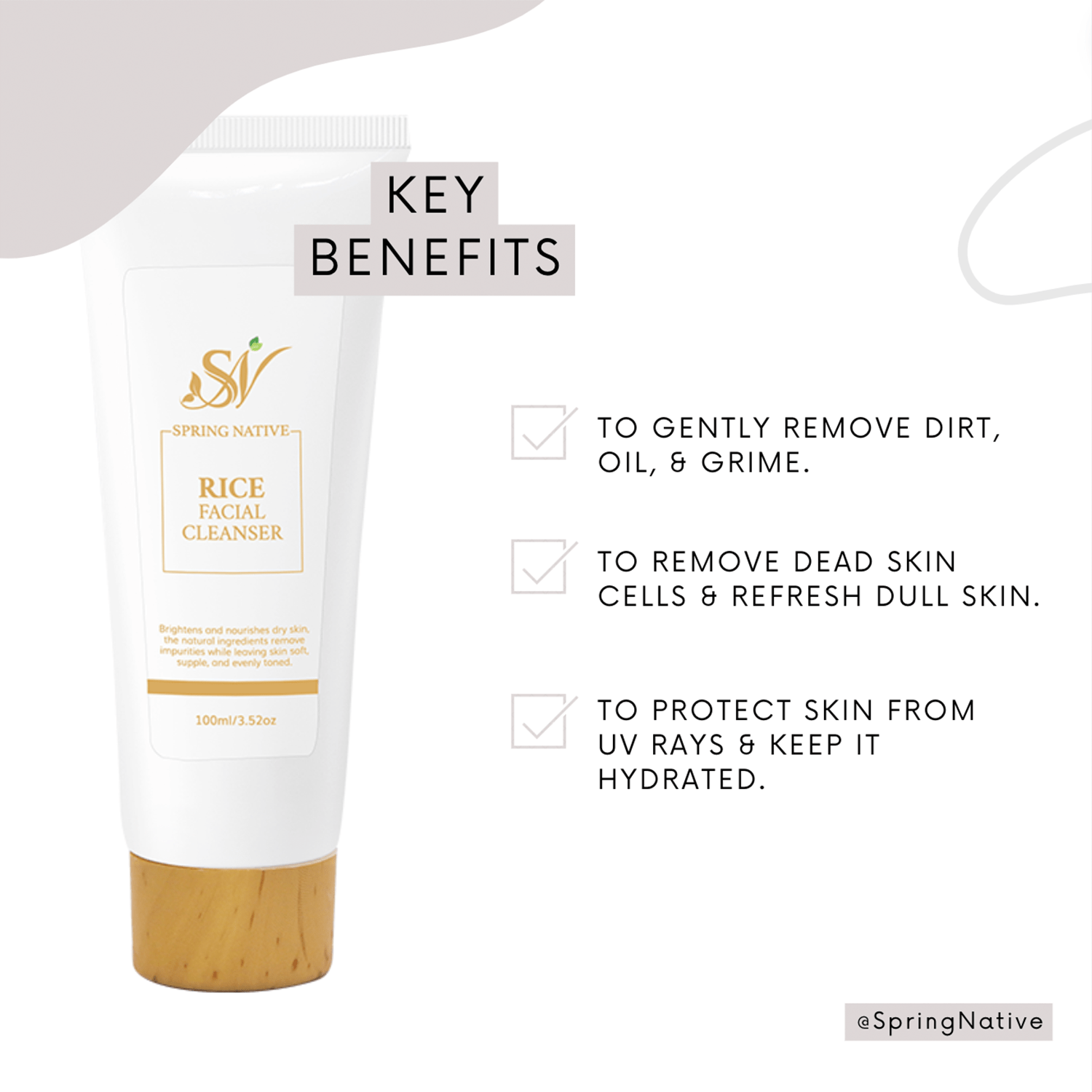 Spring Native Rice Facial Cleanser - Brightening and Hydrating | All Skin Types