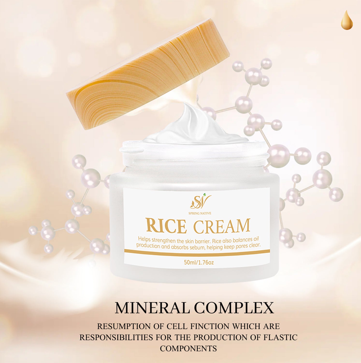 Spring Native Rice Facial Cream – Nourishing Hydration Daily Moisturizer | All Skin Types